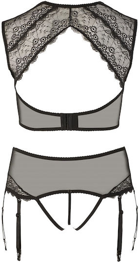 Cottelli Collection Lace Suspender Set Sexy Dessous-Set Black 22131841041