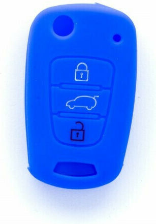 Silicone Car Key Cover Case Car Safety with 3 Buttons for Hyundai / Kia Blue