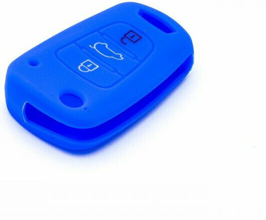 Silicone Car Key Cover Case Car Safety with 3 Buttons for Hyundai / Kia Blue