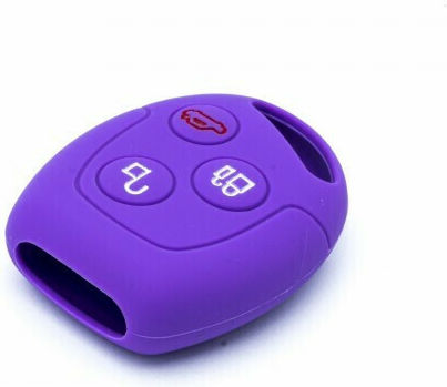 Silicone Car Key Cover Case Car Safety with 3 Buttons for Ford Purple