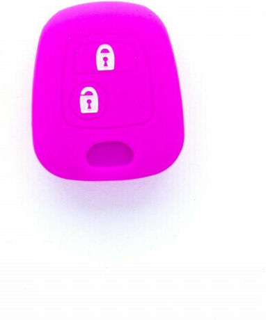 Silicone Car Key Cover Case Car Safety with 2 Buttons for Citroen / Peugeot / Toyota Pink