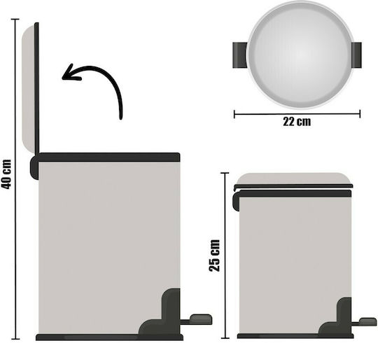 Berilo Silver Waste Bin 3lt Berilo Silver Waste Bin 3lt