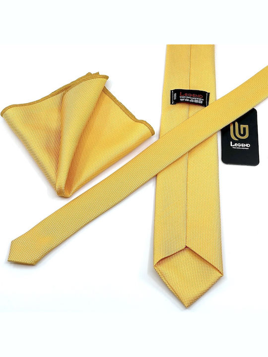Legend Accessories Herren Krawatten Set Synthetisch,Polyester/Cotton/Leather Monochrom in Gelb Farbe