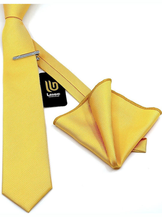 Legend Accessories Herren Krawatten Set Synthetisch,Polyester/Cotton/Leather Monochrom in Gelb Farbe