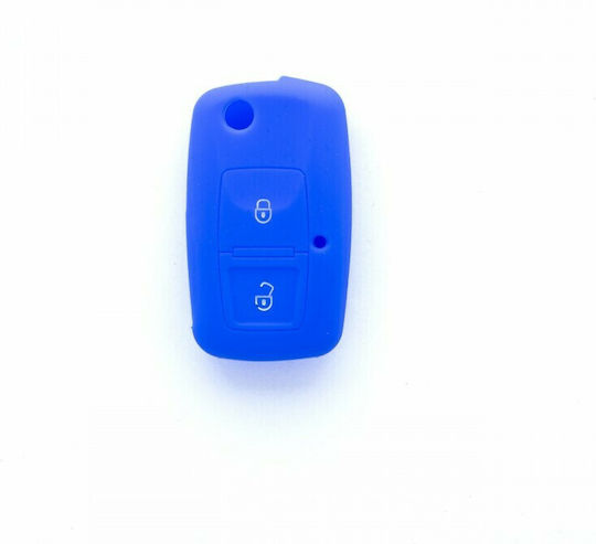 Θήκη Κλειδιού Car Safety από Σιλικόνη με 2 Κουμπιά για Seat / Skoda / VW σε Μπλε Χρώμα