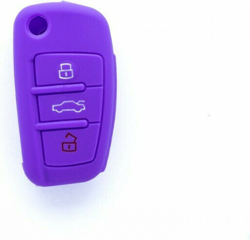Husă Cheie Auto Car Safety Din Silicon Cu 3 Butoane Pentru Audi În Culoare Violet