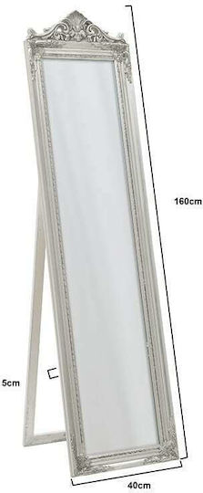 Inart Floor Mirror with Silver Polyresin Frame 160x40cm