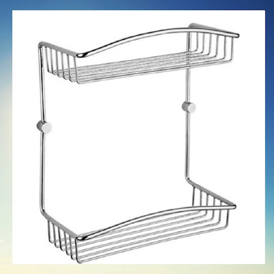 Tema Επιτοίχια Ραφιέρα Μπάνιου Inox με 2 Ράφια 30x15x35cm Ασημί