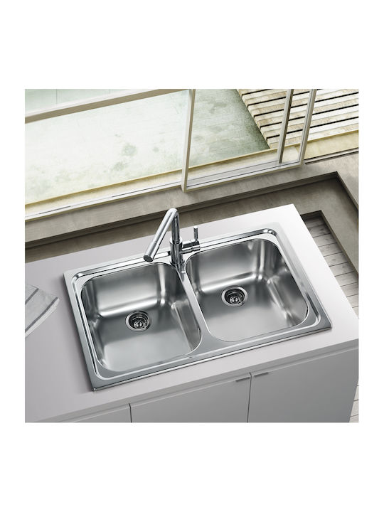Apell Venezia 8380 8380-112 Drop-In Sink Inox Matte W79xD50cm Silver