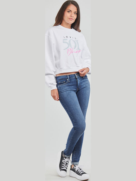 Graphic Vintage Cropped Γυναικείο Φούτερ Λευκό