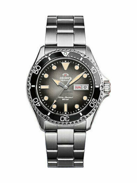 Orient Mako Kamasu Ανδρικό Ρολόι 42mm Αυτόματο με Ασημί Μεταλλικό Μπρασελέ