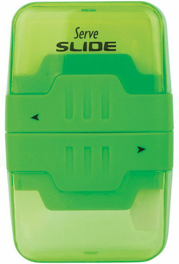 Serve Slide Plastic Ascuțitoare Roz Butoiaș cu Radieră 1buc