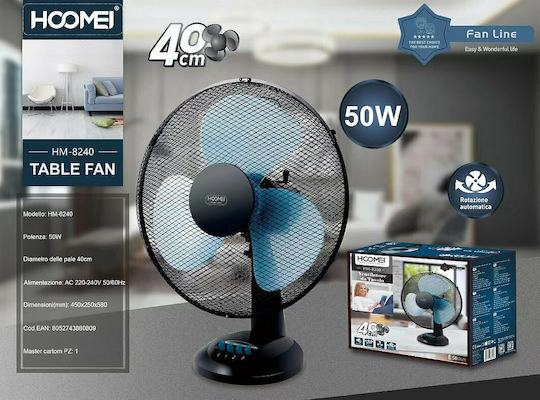 Hoomei Tischventilator 40W Lüfterdurchmesser 40cm Schwarzer