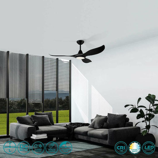Eglo Cirali 52 Ceiling Fan 132cm with Light Fixture Black