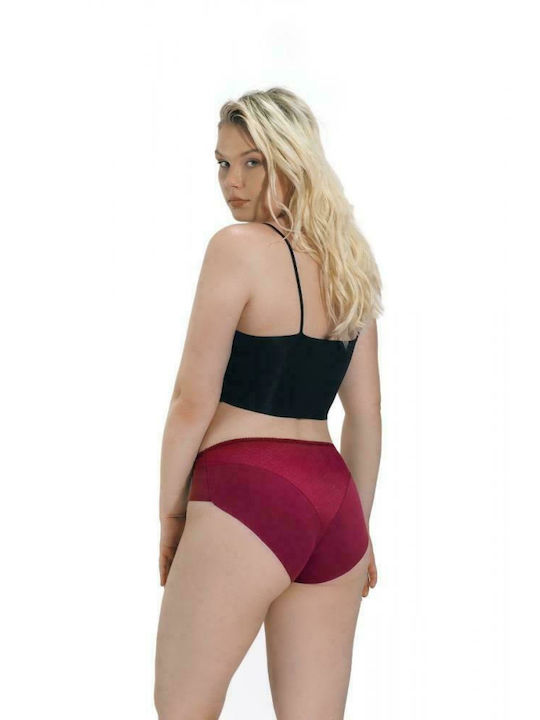 CottonHill Millie Cotton High-waisted Women's Slip with Lace Burgundy