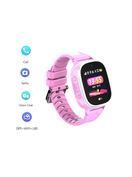 INTIME Παιδικό Smartwatch με GPS και Καουτσούκ/Πλαστικό Λουράκι Ροζ