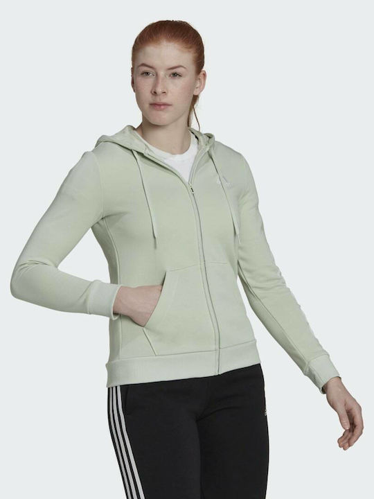 Essentials Damen Sweatshirtjacke Kapuzen Linen Green