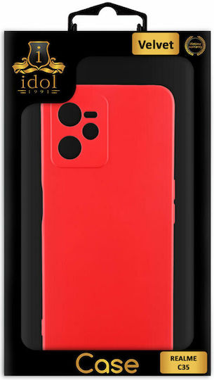 Idol 1991 Velvet Umschlag Rückseite Silikon Rot (Realme C35)