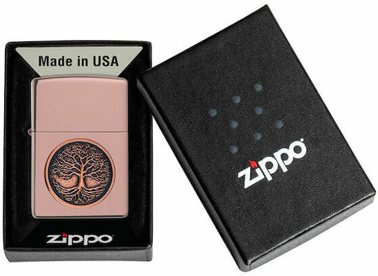 Zippo Tree Life Winddichter Feuerzeug Flamme Rose Gold