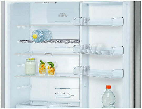 Pitsos Combină frigorifică 368lt Total NoFrost Î203xL60xA66cm. Inox PKNB39XIE2