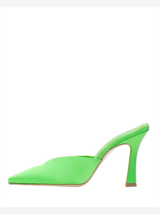 Satin Mule cu Subțire cu gleznă înaltă Toc în Culoare Verde
