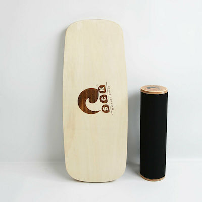 SCK Balance Platform with Wooden Cylinder Brown 73.5x28cm with Diameter 10cm