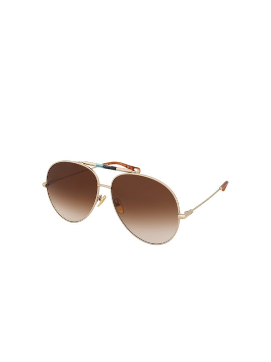 Chloe Women's Sunglasses with Gold Metal Frame and Brown Gradient Lens CH0113S 002