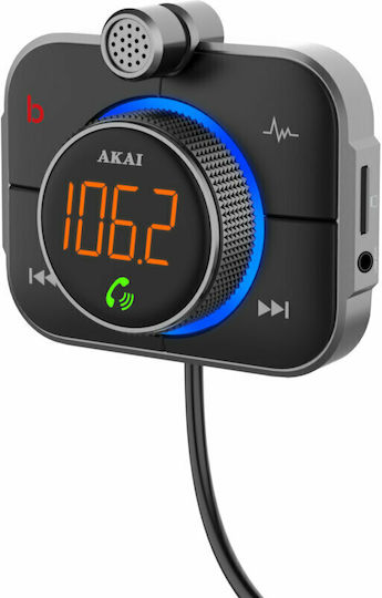 Akai Proffesional FM Предавател За Кола Fmt95bt С Bluetooth / MicroSD / Type-C