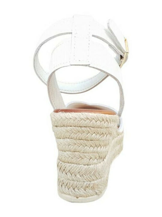 Women's Leather Platform Espadrilles White