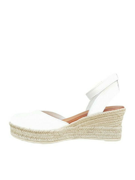 Women's Leather Platform Espadrilles White