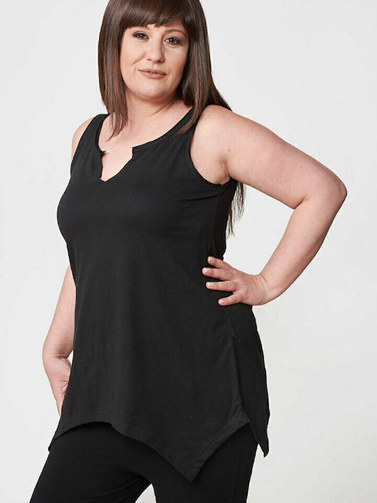 Damen Sport Bluse Ärmellos Schwarz