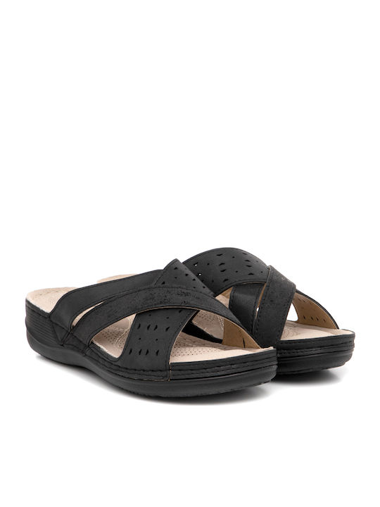 Danai Anatomische Damenplattformen in Stil Pantoffeln Schwarze