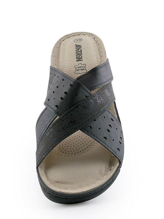 Danai Anatomische Damenplattformen in Stil Pantoffeln Schwarze