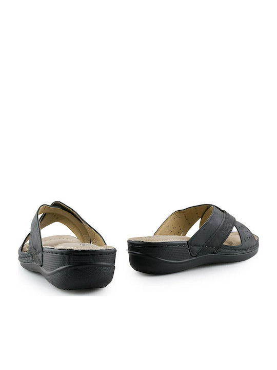 Danai Anatomische Damenplattformen in Stil Pantoffeln Schwarze