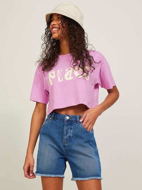 Women's Athletic Crop Top Short Sleeve Lilacc