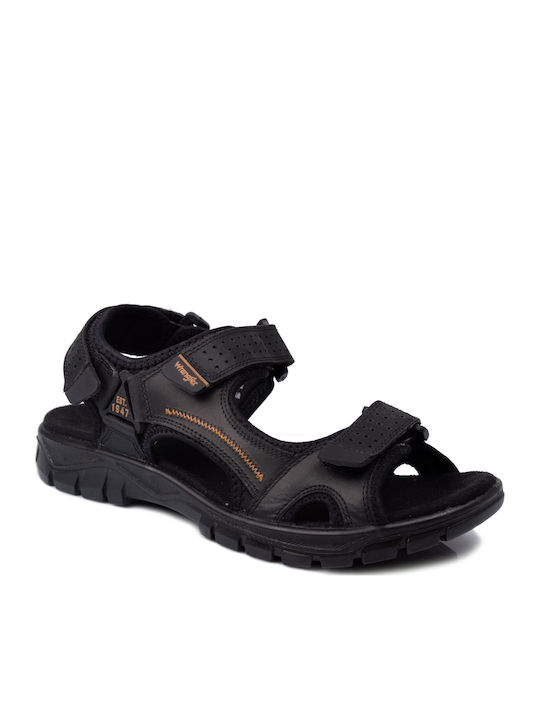 Cliff Outdoor Δερμάτινα Ανδρικά Σανδάλια σε Μαύρο Χρώμα