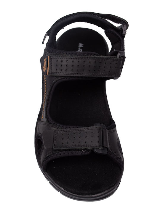 Cliff Outdoor Δερμάτινα Ανδρικά Σανδάλια σε Μαύρο Χρώμα