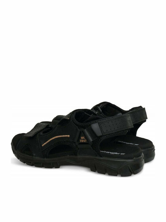 Cliff Outdoor Δερμάτινα Ανδρικά Σανδάλια σε Μαύρο Χρώμα
