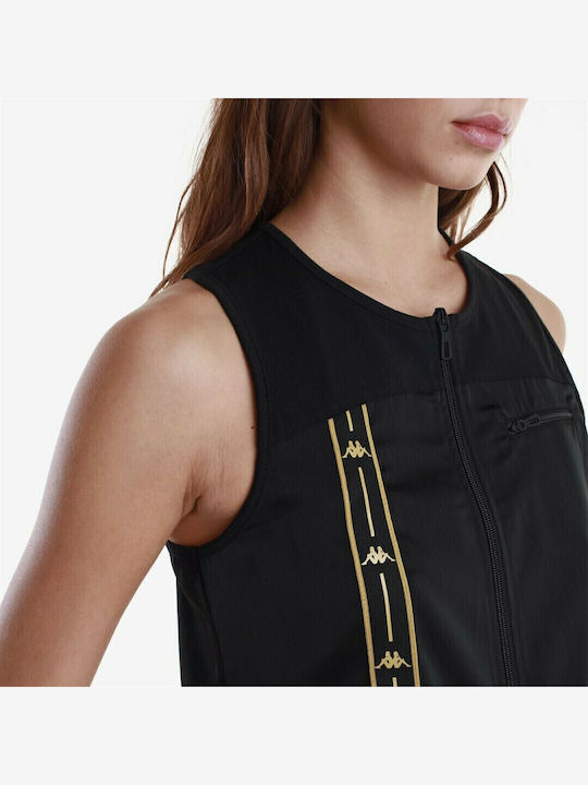 Filos Women's Summer Crop Top Satin Sleeveless with Zipper Black