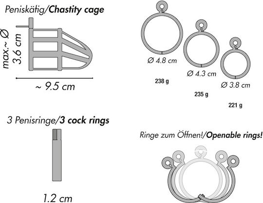 You2Toys Chastity Cage Stainless Steel Penis Cage in Gray Color