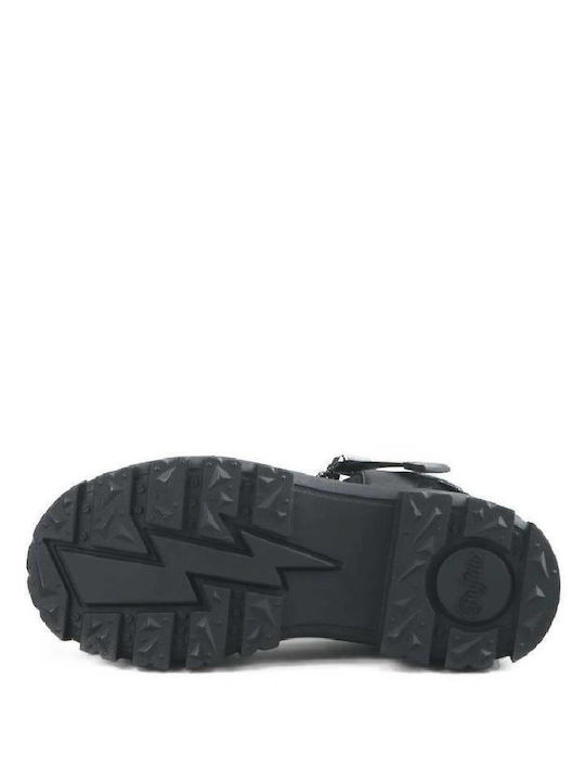 Jojo Women's Flat Sandals with Strap Flatforms in Black Color