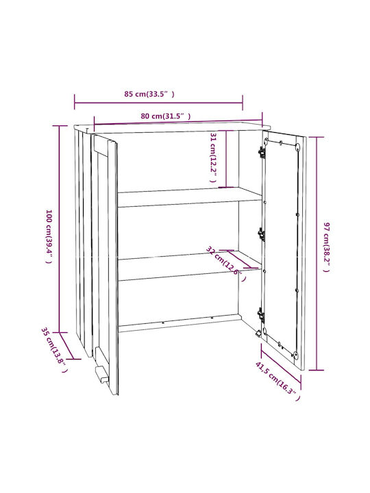 vidaXL Rectangular Living Room Unit Extension made of Solid Wood Light Gray 85x35cm 340507 1pcs