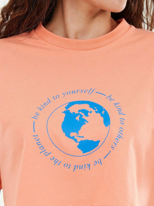 Women's Summer Crop Top Cotton Short Sleeve Orange