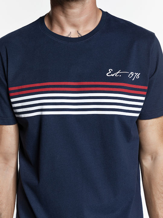 Snta T-shirt με Τύπωμα Stripes Est.1976 - Μπλε Navy