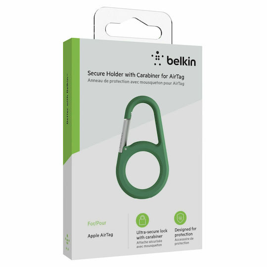 Belkin Secure Holder With Carabiner Keychain Case for AirTag in Green color