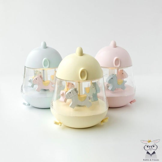 Rabbit & Friends Περιστρεφόμενο Παιδικό Διακοσμητικό Φωτιστικό Αφής Carousel με Εναλλαγές Χρωματισμών Ροζ 12.1x13x15.7εκ.
