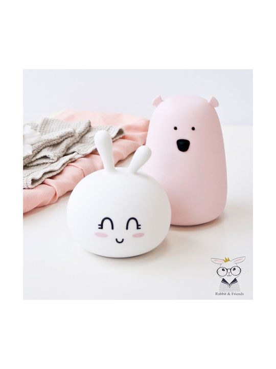 Rabbit & Friends Lămpi De Veghe Pentru Copii Ursuleț Cu Baterii Roz