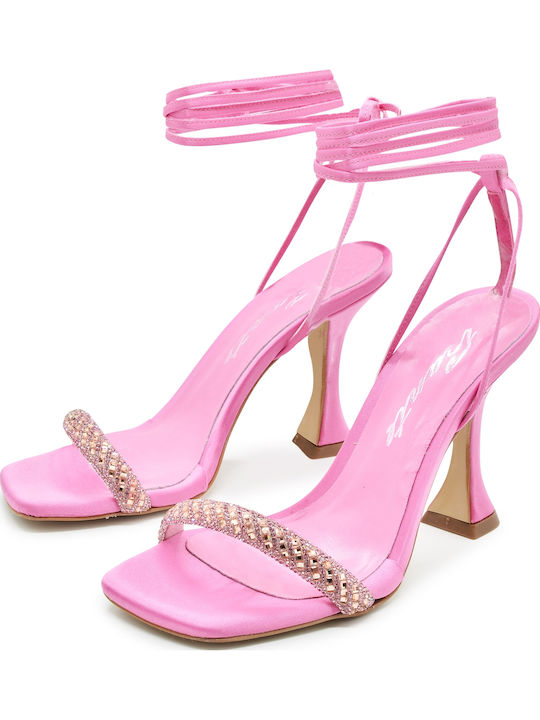 Stoff Sandalen mit Strass Rosa