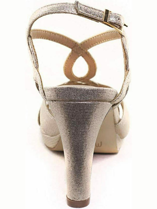 Women's Sandals Gold with Thin High Heel