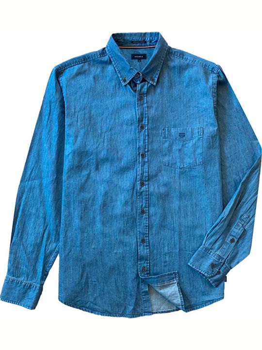 Long-sleeved Denim Shirt Light Blue